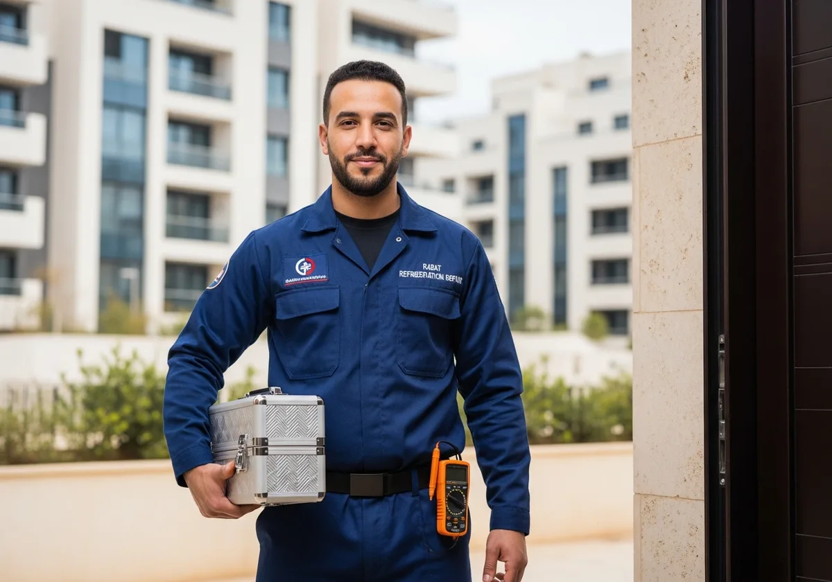 Technicien réfrigérateur à domicile à Rabat — appartement immeuble moderne, intervention rapide toutes marques